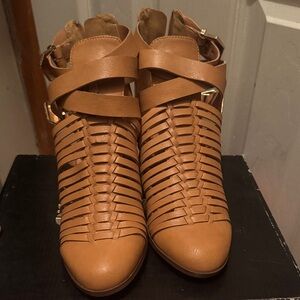 Charlotte Russe Brown Strappy Ankle Boots